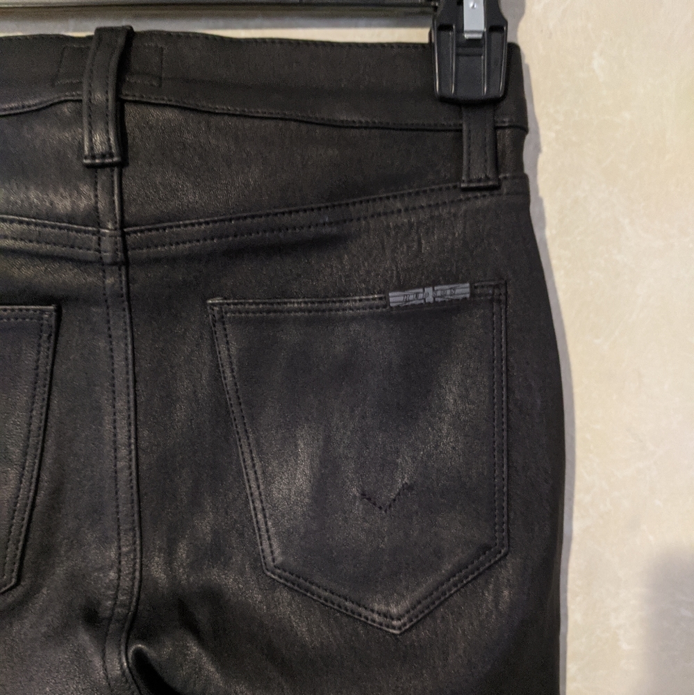 Hudson Barbara Stretch Leather Jeans Pants Black - Picture 8 of 8